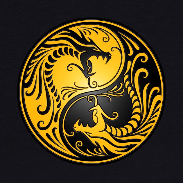 Yellow and Black Yin Yang Dragons by jeffbartels